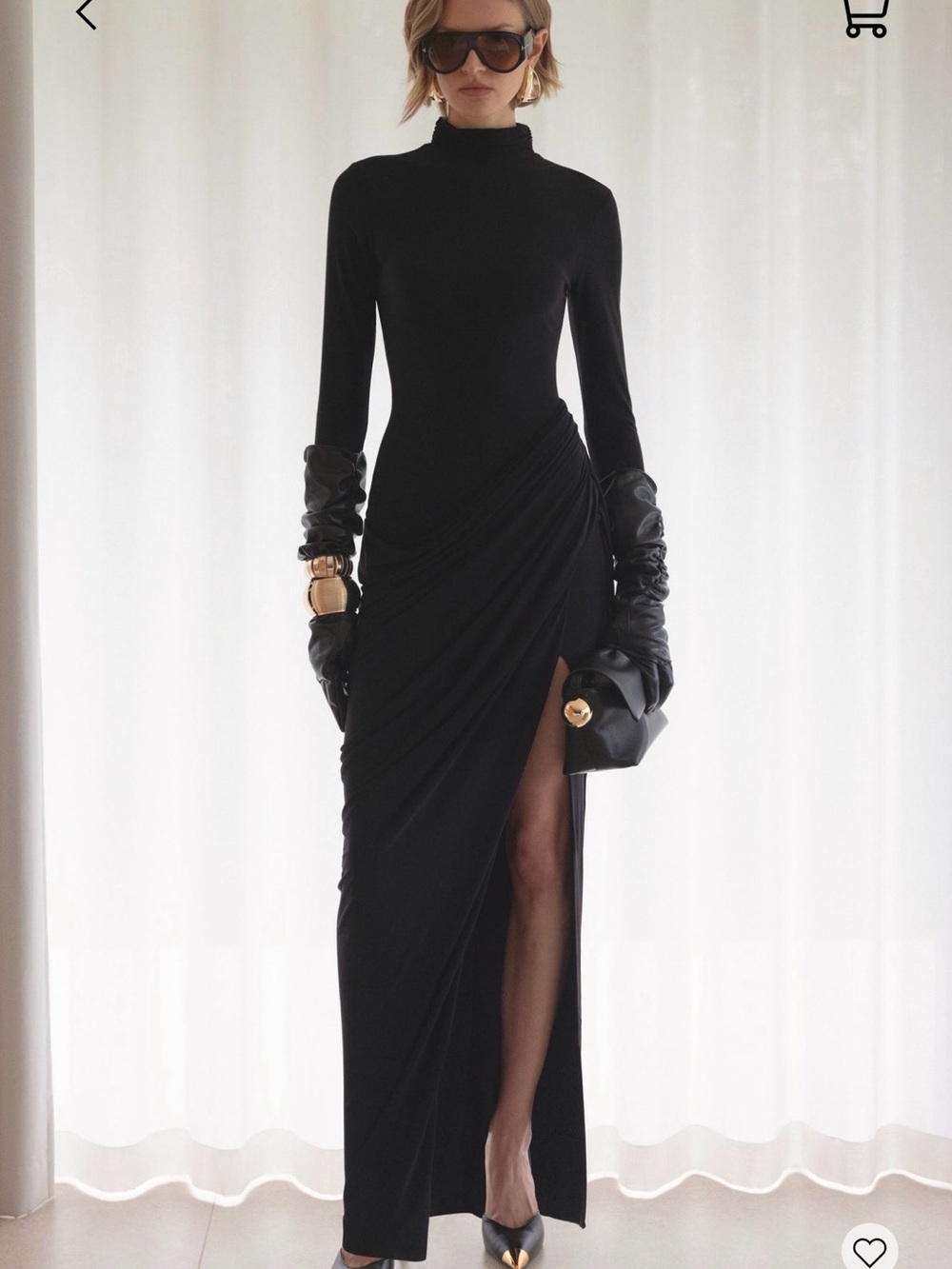 Black Turtleneck Long Sleeve Side-Slit Dress worn once